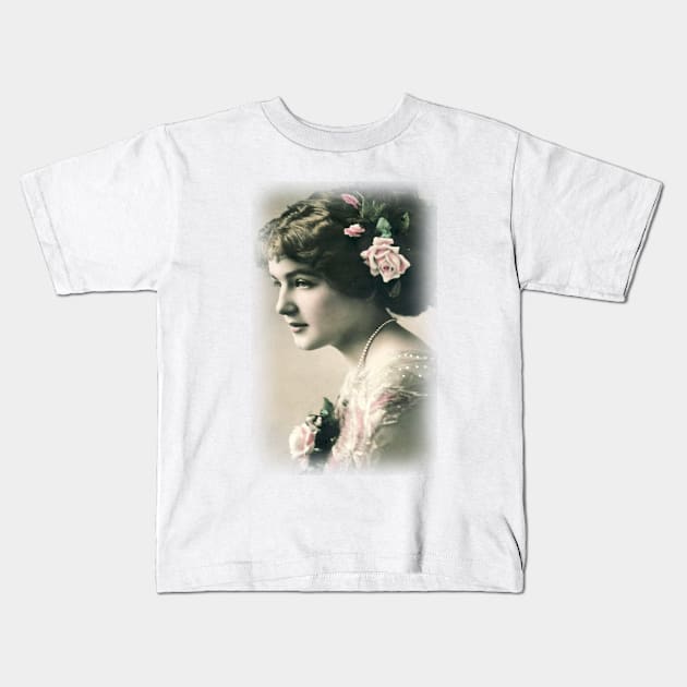 Vintage Woman Antique Photo Art Kids T-Shirt by PaperMoonGifts